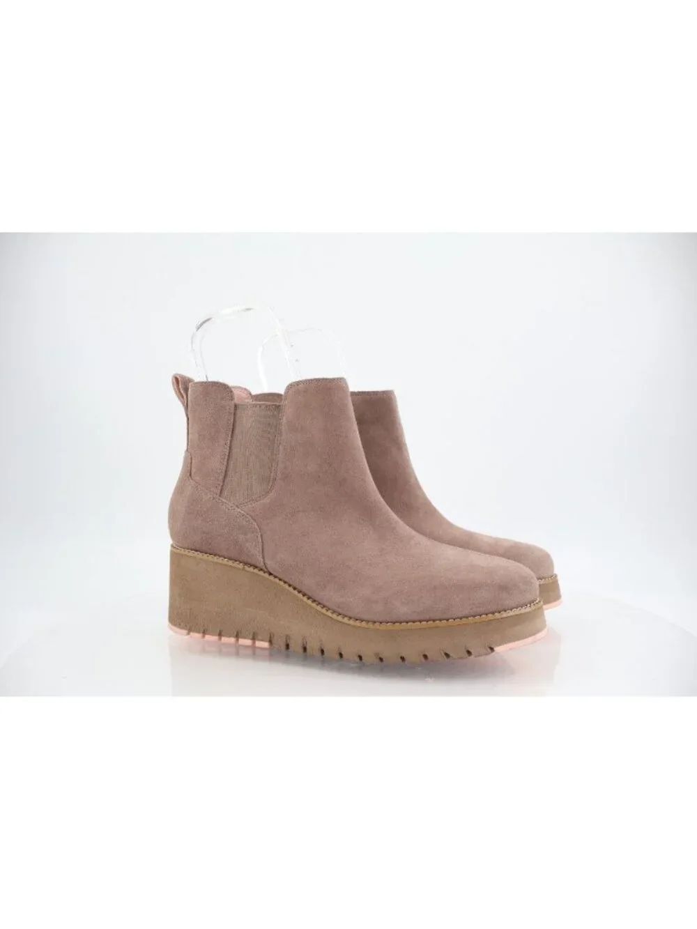Cole Haan Zerogrand City Wedge Ankle Boots Womens 11 Tan Brown Suede Chelsea